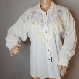 White Lace Fringe Women's Top
